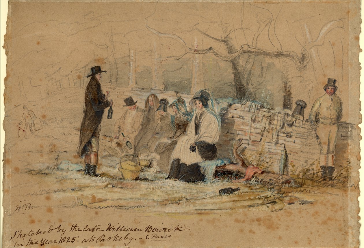 The Rokeby Picnic, 1825 (barva těla, tužka a wc na papíře) od William Bewick