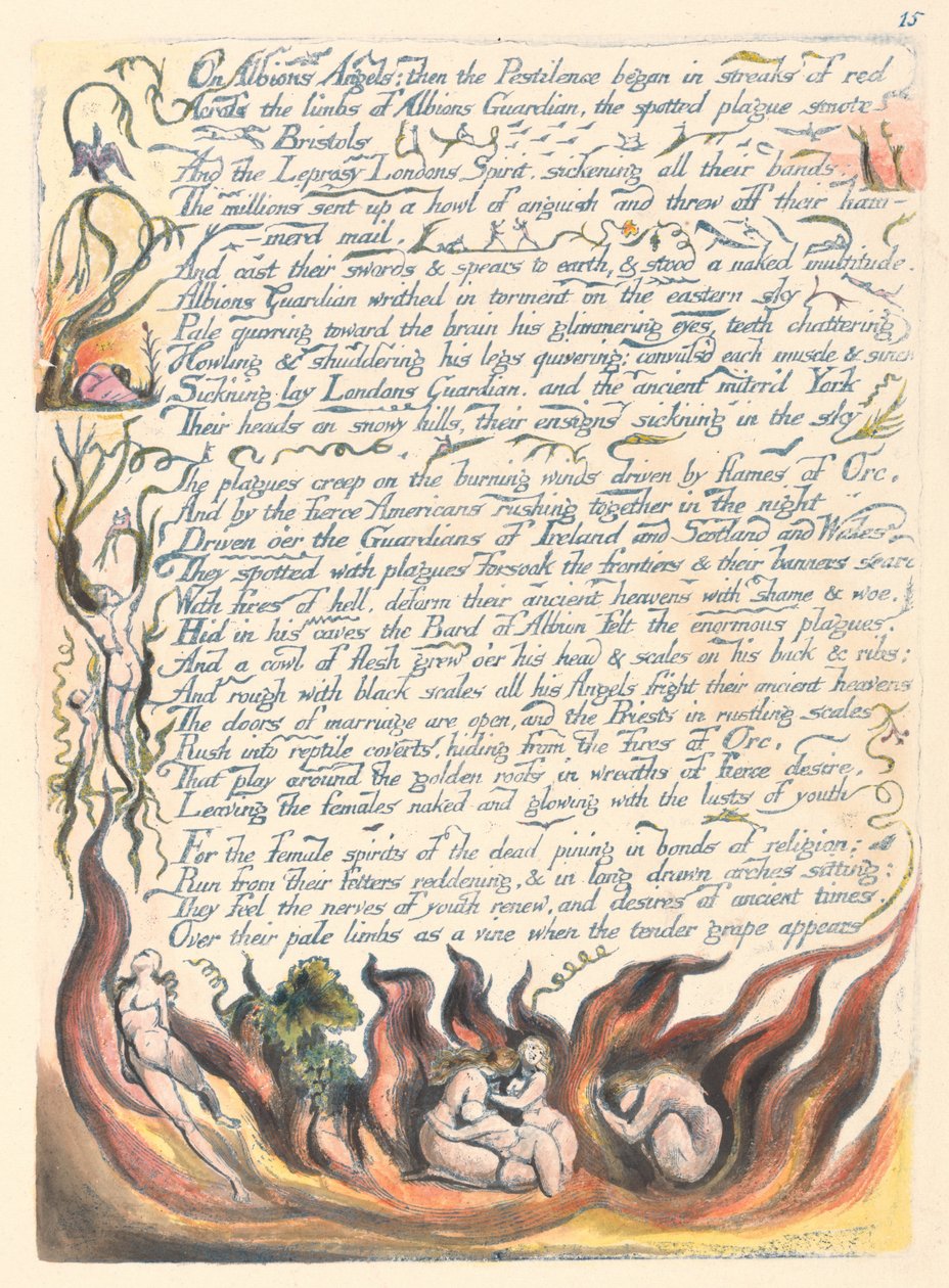 Amerika. Proroctví, talíř 17, O andělech Albions .... od William Blake