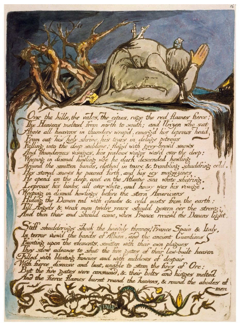 Amerika a proroctví kopíruje talíř 18 od William Blake