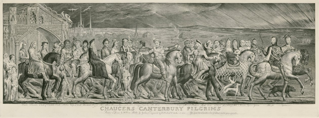 Blake Canterbury Poutníci rytina od William Blake