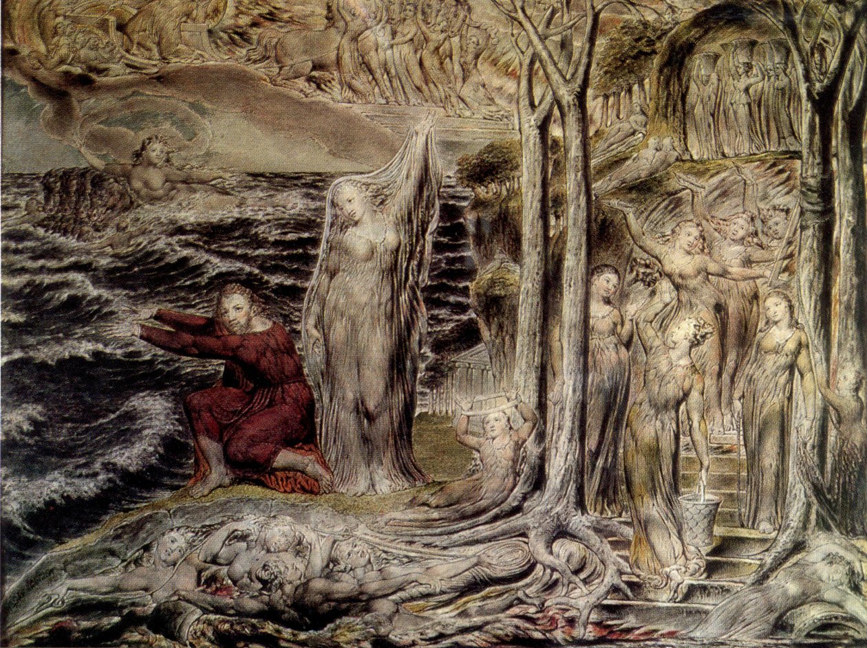 Blakeova jeskyně nymf Tempera Arlington Court Devon od William Blake