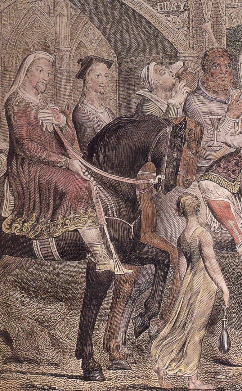 Blake-Cant-poutníci-detail-b1 Barevná rytina, 2. stav (1810) od William Blake
