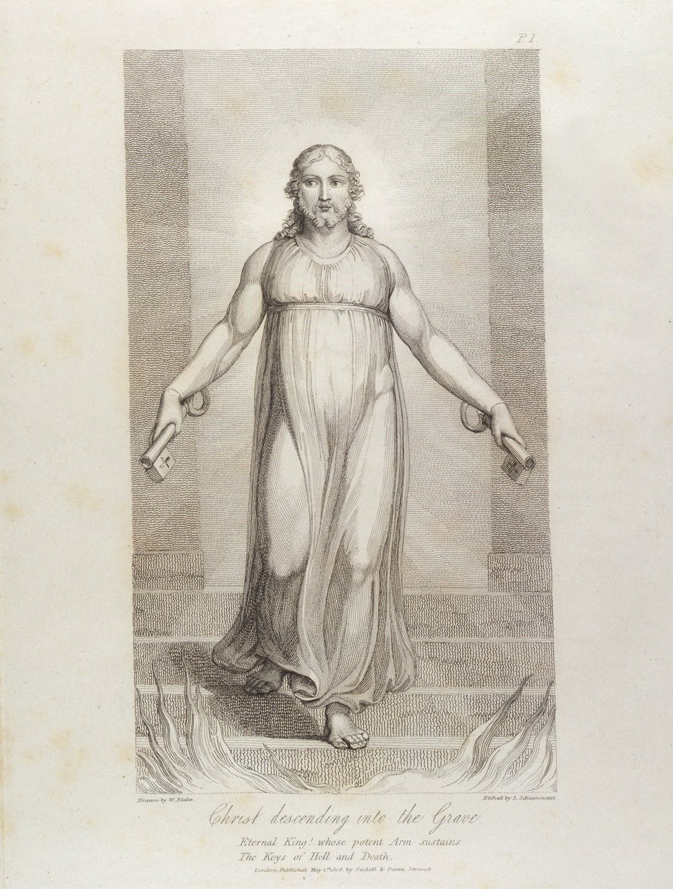 Kristus sestupující do hrobu, pl.3, ilustrace z básně Williama Blakea (1757-1827) "Hrob", vyryl Luigi Schiavonetti (1765-1810), 1808. od William Blake