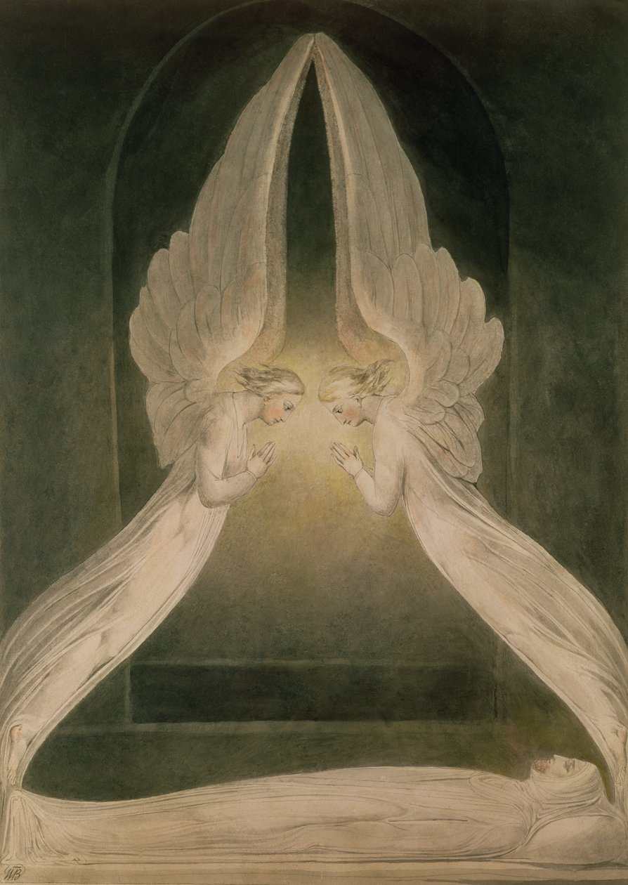 Kristus v hrobě, hlídaný anděly od William Blake