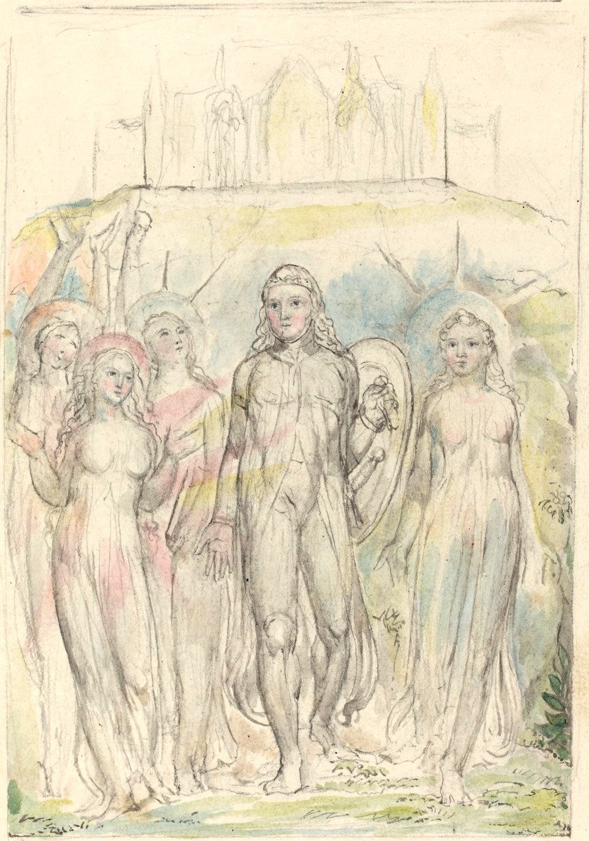 Křesťan se štítem víry od William Blake