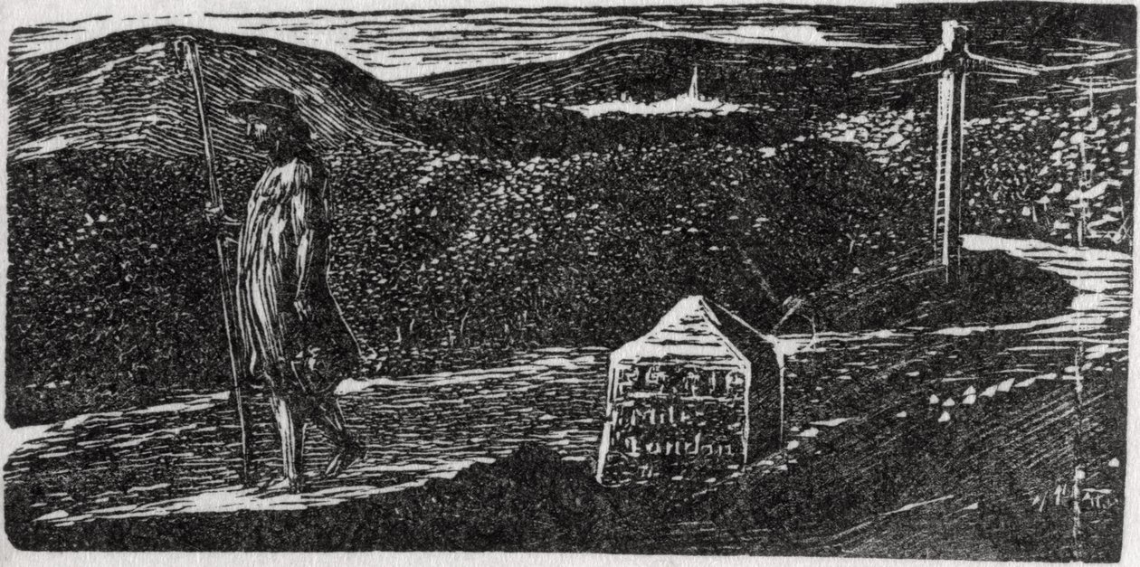 Colinetova touha poznat cizí kraje, ilustrace z knihy Dr. Thortona "Vergiliovy pastorály". od William Blake