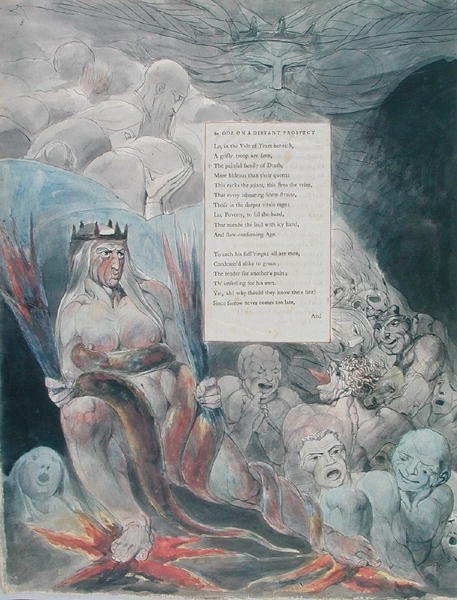 Návrh 20 pro Ódu na vzdálenou vyhlídku Etonské koleje z Básní Thomase Graye, vydaných v letech 177-98 (čb s perem a tuší na papíře) od William Blake