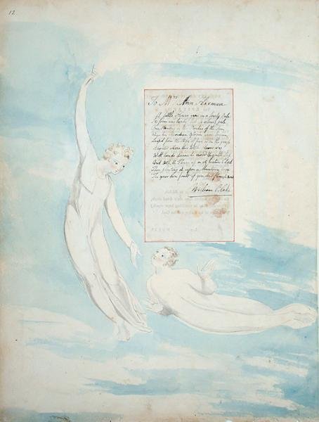 Elegie psaná na venkovském hřbitově, z Básně Thomase Graye, vydané 1797-98 (wc a černý inkoust na papíře) od William Blake