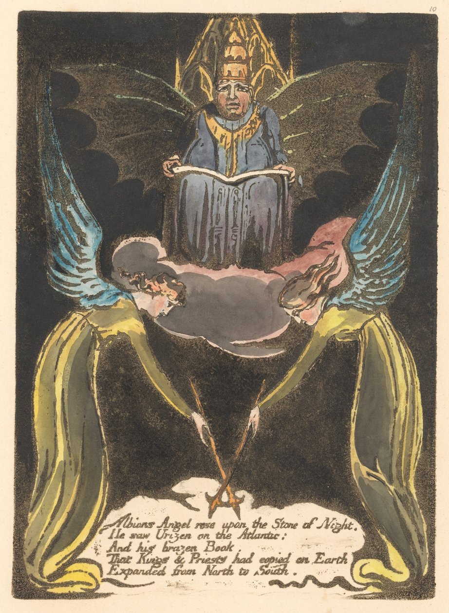 Evropa. Proroctví, talíř 12, Albions Angel vstal. . . . (Bentley 14) od William Blake