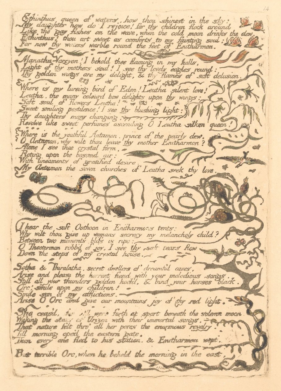 Evropa. Proroctví, talíř 16, královna vod Ethinthus. . . . (Bentley 17) od William Blake