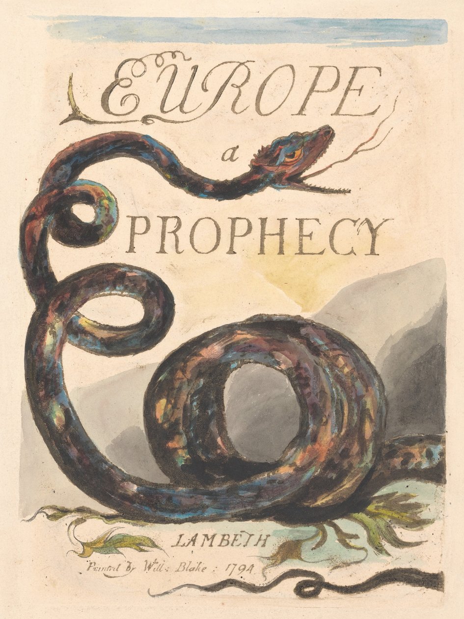Evropa. Proroctví, deska 2, titulní stránka od William Blake
