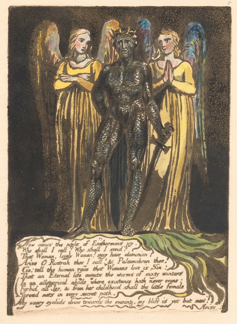 Evropa. Proroctví, talíř 7, nyní přichází noc. . . . (Bentley 8) od William Blake