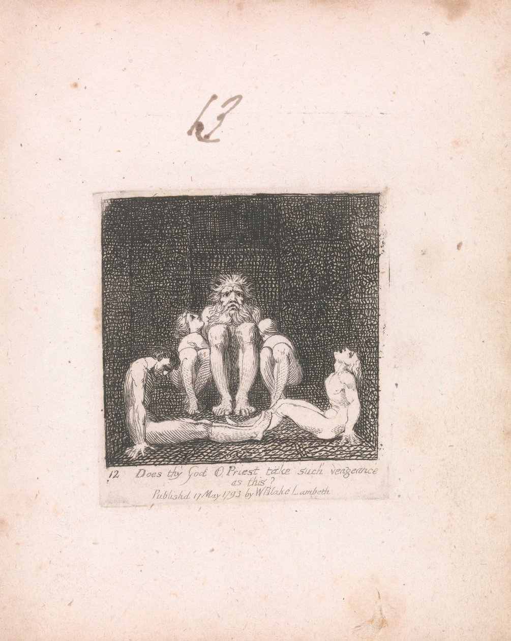 Pro děti. Brány ráje, talíř 14, Má tvůj Bůh, knězi, takovou pomstu, jako je tato? od William Blake