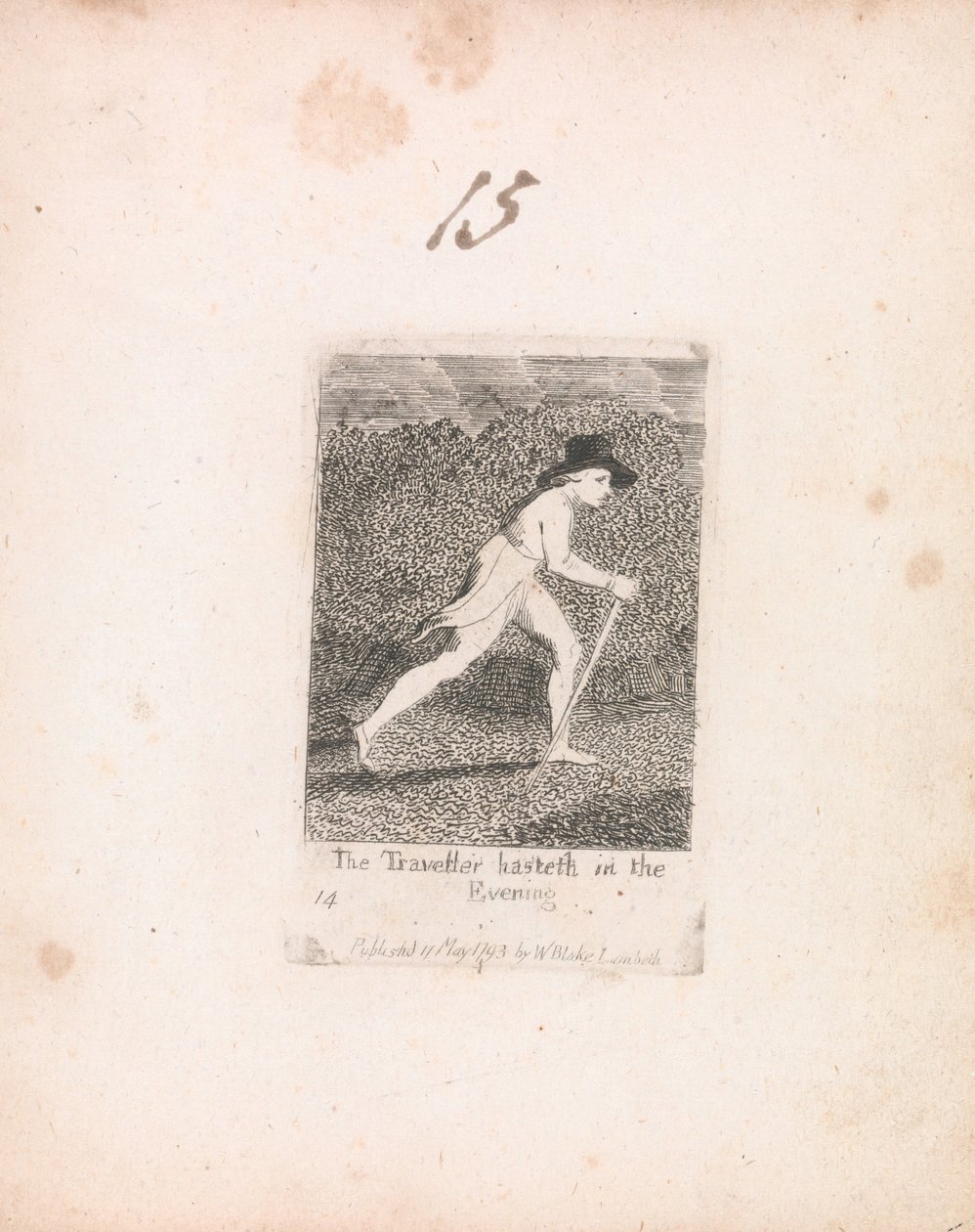 Pro děti. Brány ráje, talíř 16, Cestovatel spěchá ve večerních hodinách od William Blake