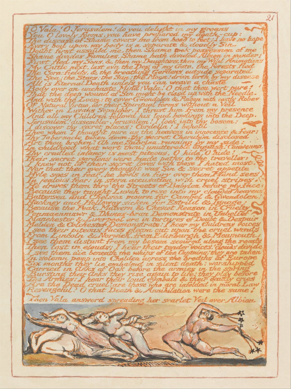 Jeruzalém, talíř 21, ó Zavřít! Ó Jeruzaléme .... od William Blake