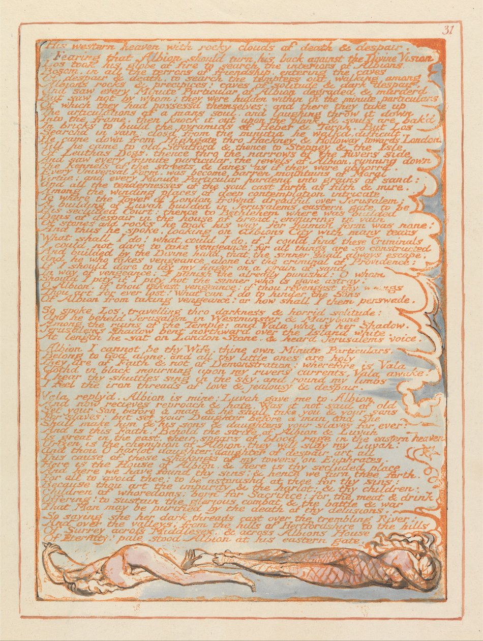Jeruzalém, talíř 31, Jeho západní nebe .... od William Blake
