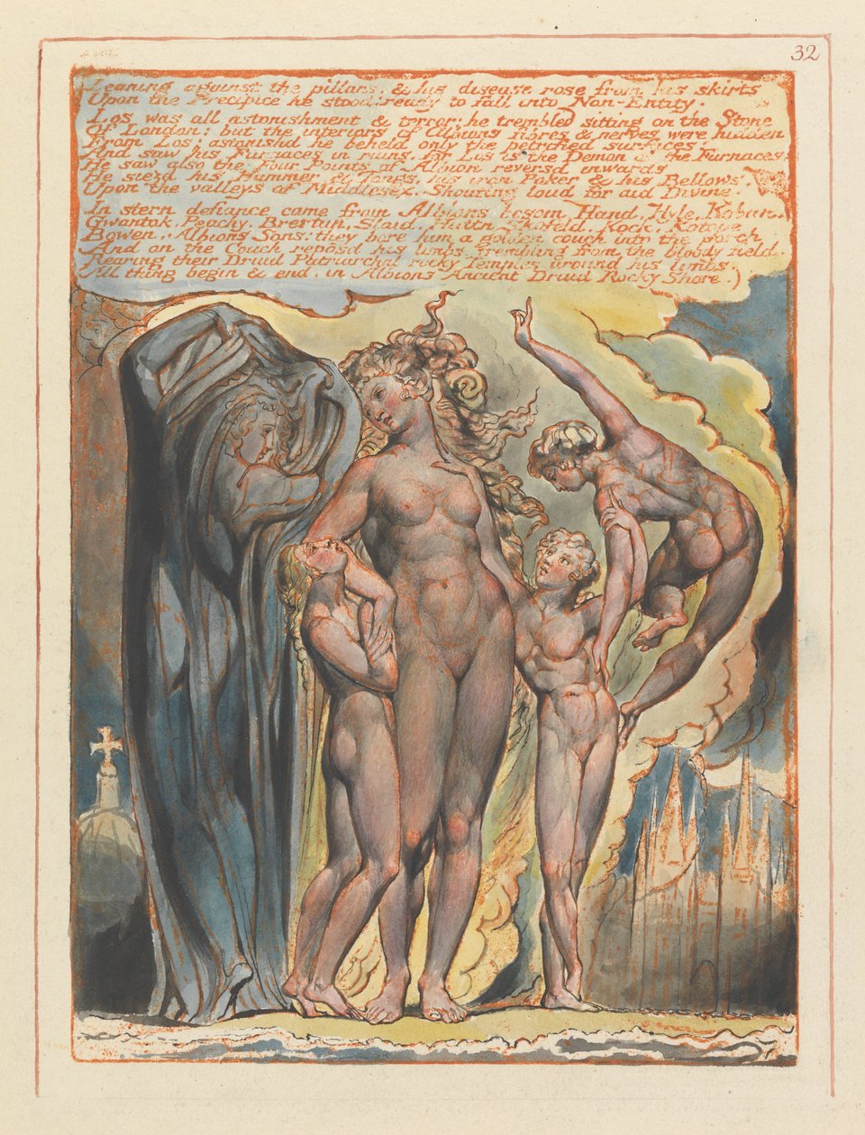 Jeruzalém, talíř 32, opřený o pilíře .... od William Blake