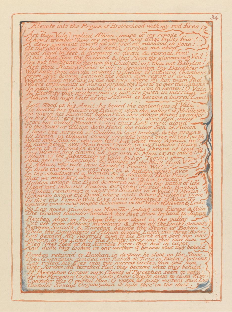 Jeruzalém, talíř 34, povýšení do regionu bratrství .... od William Blake