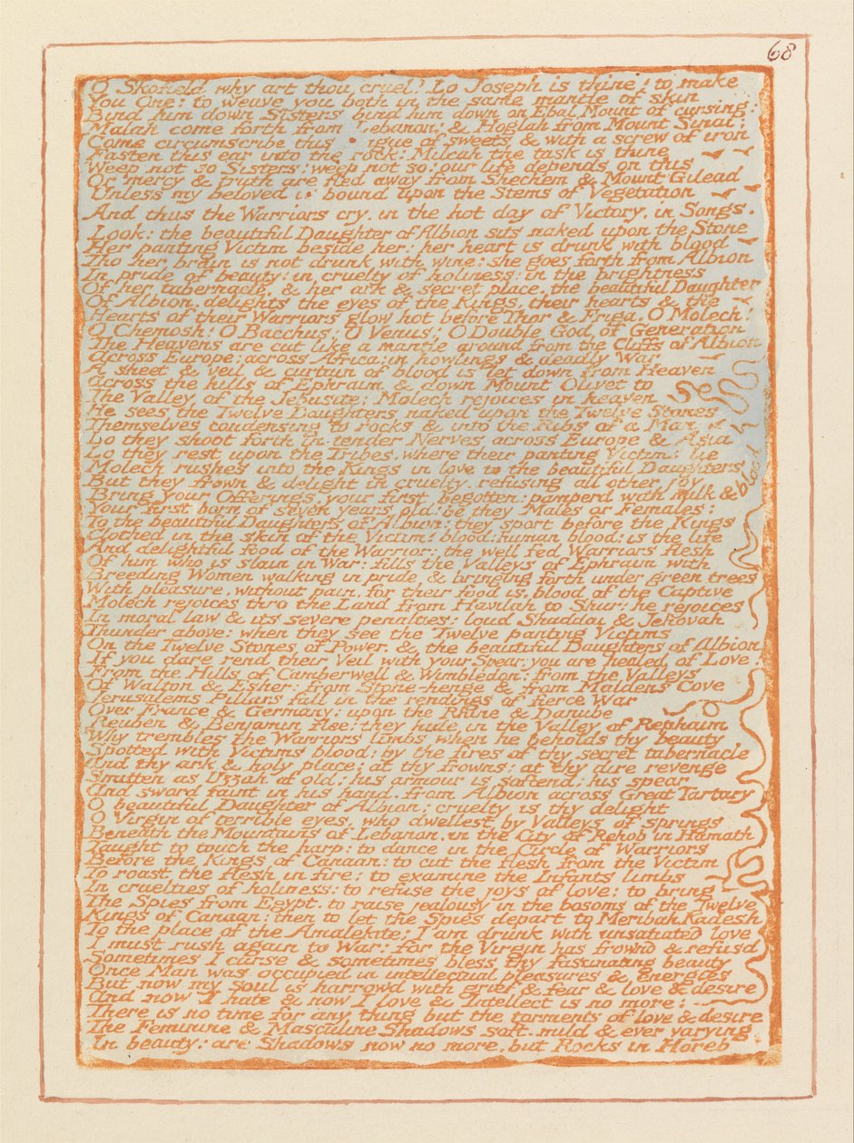 Jeruzalém, talíř 68, ó Skofielde, proč jsi krutý ... od William Blake