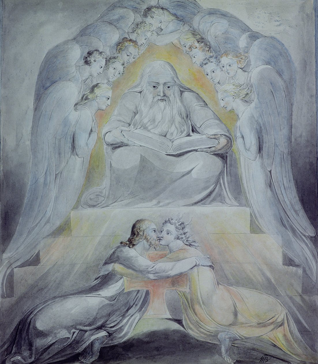 Milosrdenství a Pravda se setkaly, Spravedlnost a Mír se navzájem políbily od William Blake
