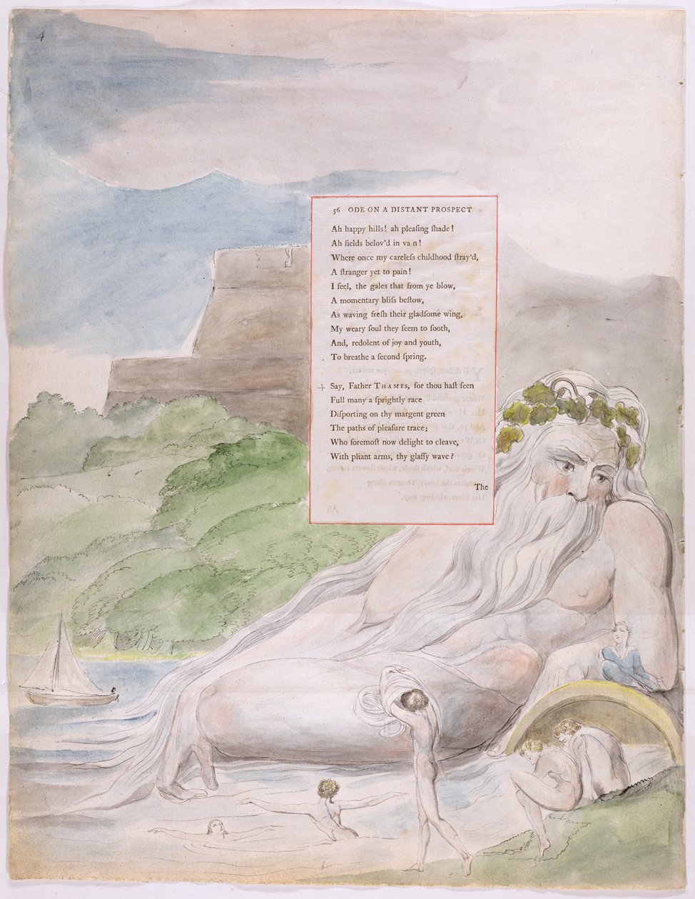 Óda na vzdálenou vyhlídku Etonské koleje z knihy "Básně Thomase Graye", vydané v letech 1797-98 (čb a černý inkoust na papíře) od William Blake