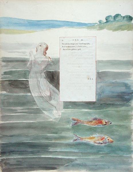 Óda na smrt oblíbené kočky, z Básní Thomase Graye, vydané 1797-98 (wc a černý inkoust na papíře) od William Blake
