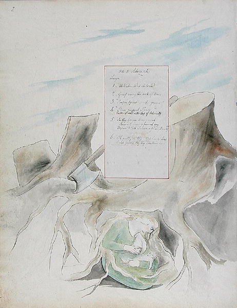 Óda na protivenství, návrh 36 z The Poems of Thomas Gray, 1797-98 (wc s perem a černým inkoustem na papíře) od William Blake