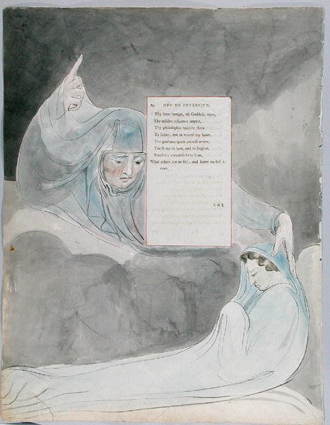 Óda na nepřízeň osudu, návrh 40 z The Poems of Thomas Gray, 1797-98 (wc s perem a černým inkoustem na papíře) od William Blake