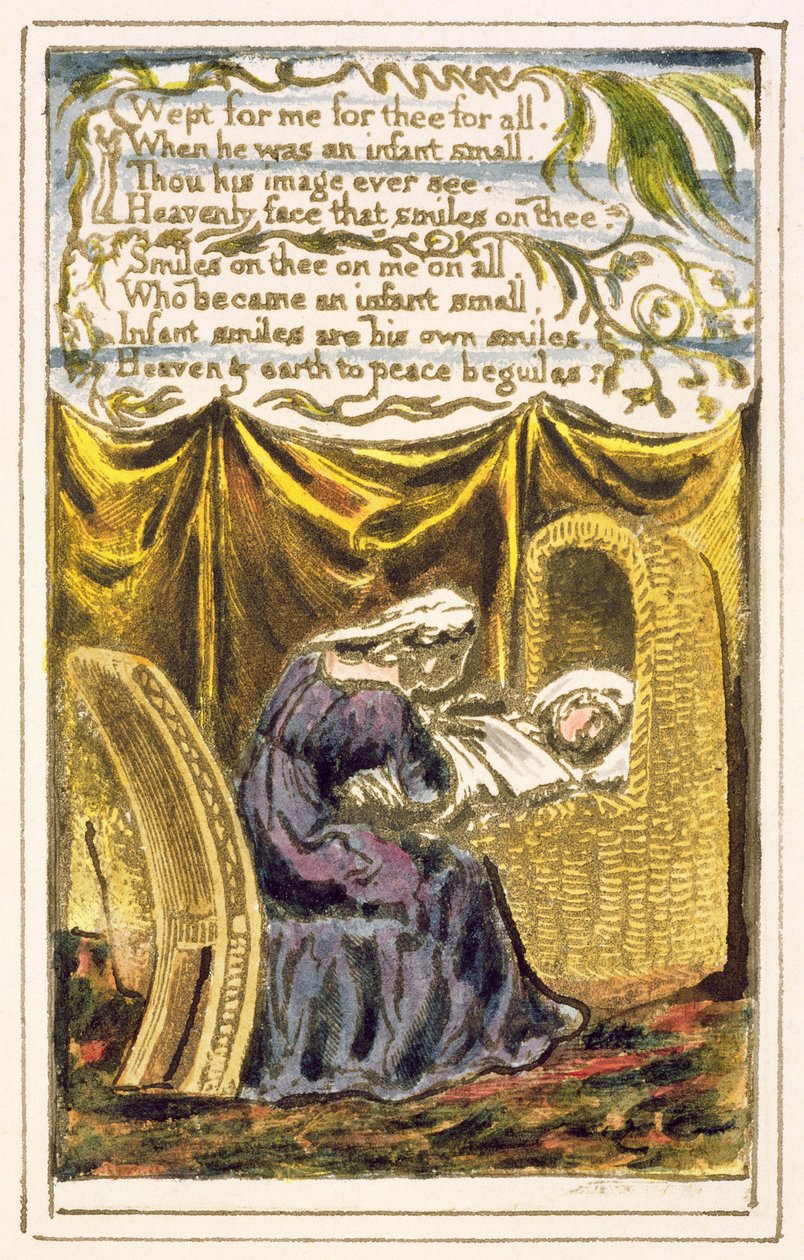 S.124-1950.pt16 A Cradle Song (pokračování): deska 16 z Songs of Innocence and of Experience (kopie R) c.1802-08 (lept, inkoust a wc) od William Blake