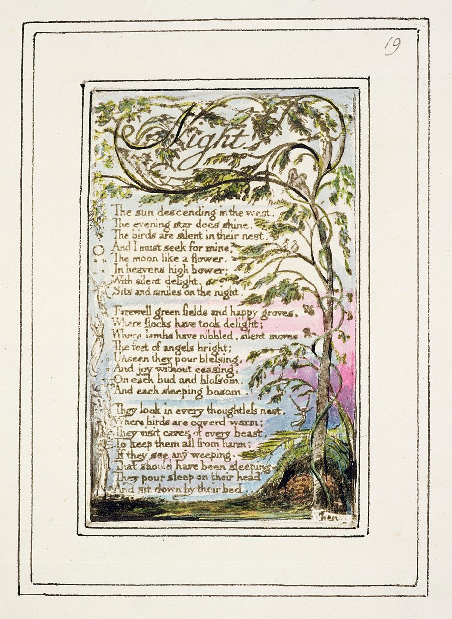 S.124-1950.pt19 Noc: deska 19 z Songs of Innocence and of Experience (kopie R) c.1802-08 (lept, inkoust a wc) od William Blake
