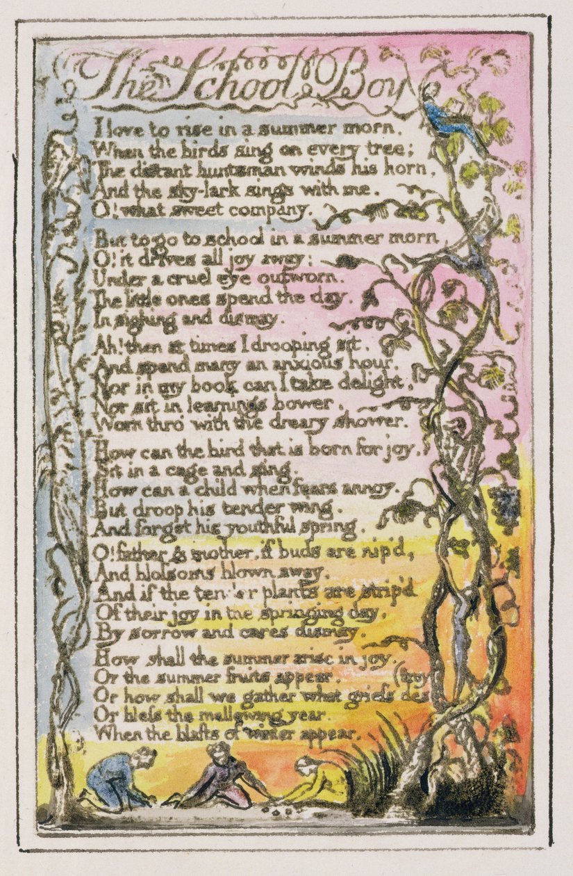 S.124-1950.pt21 The Schoolboy: plate 21 from Songs of Innocence and of Experience (kopie R) c.1802-08 (lept, inkoust a wc) od William Blake