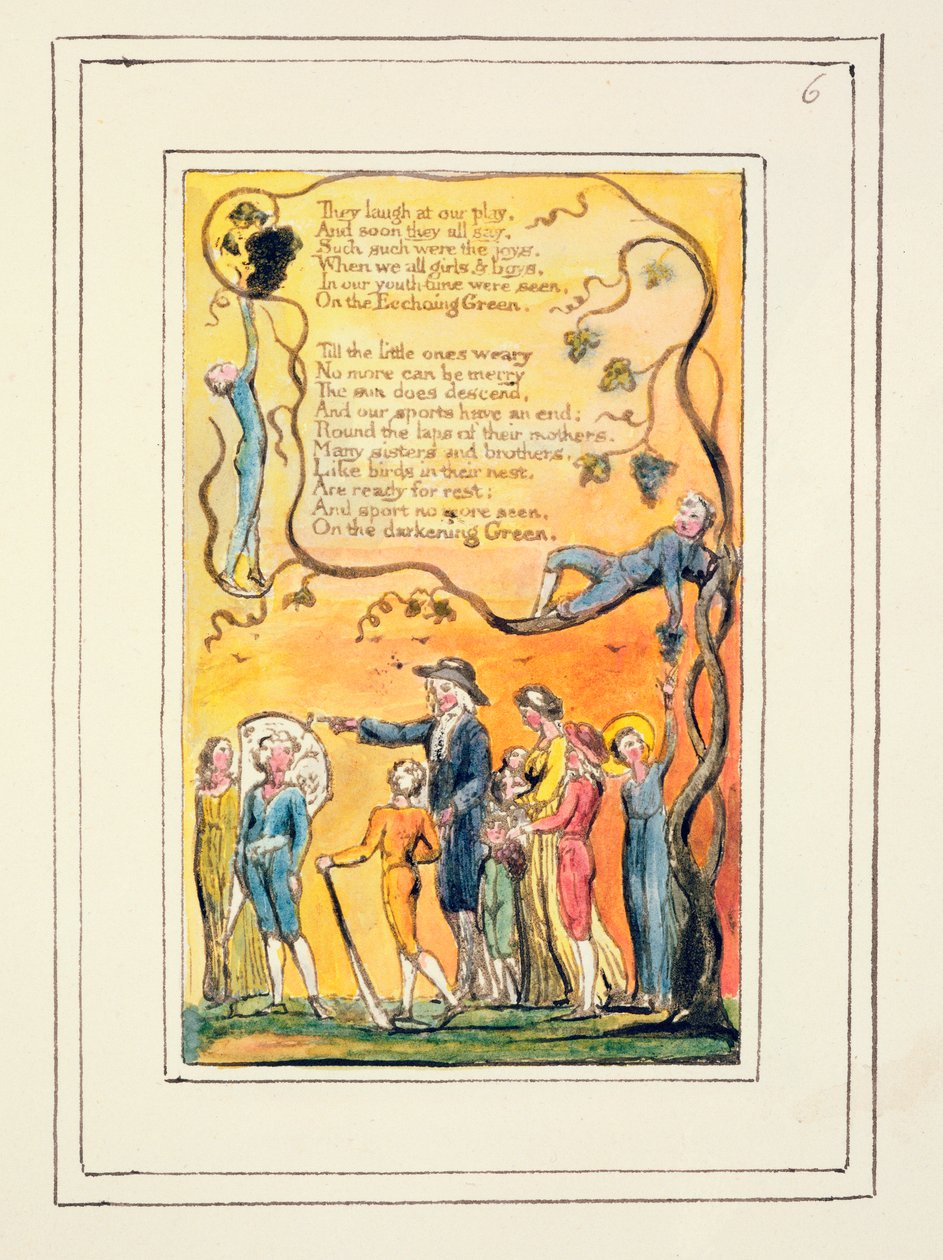 P.124-1950.pt6 Ozvěna zeleně (pokračování): deska 6 z Písně nevinnosti a zkušenosti (kopie R), asi 1802-08 (lept, tuš a čb) od William Blake