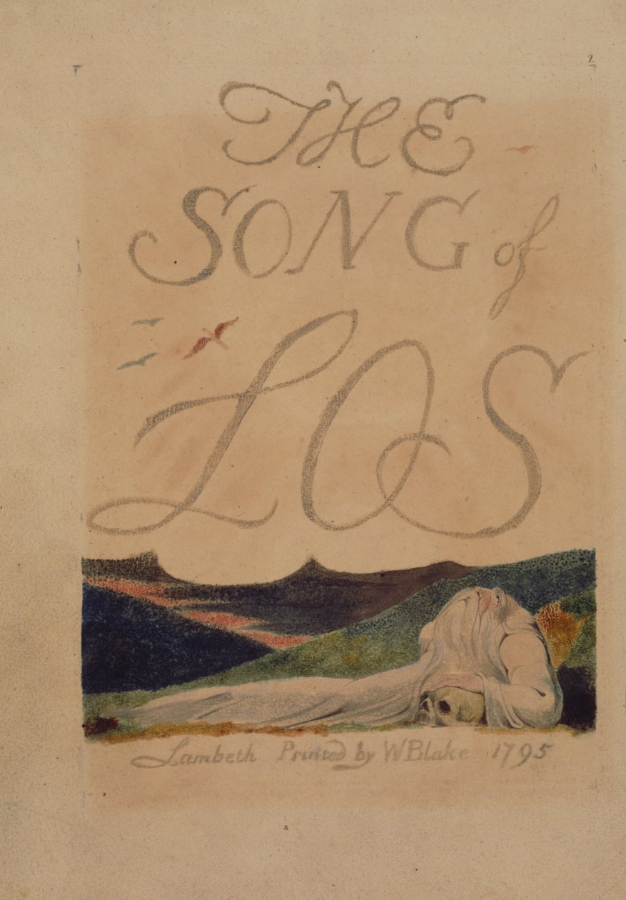 Deska 2 z The Song of Los, kopie B, ve sbírce Kongresové knihovny. od William Blake