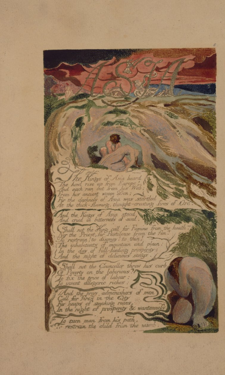 Deska 6 z The Song of Los, kopie B, ve sbírce Kongresové knihovny. od William Blake