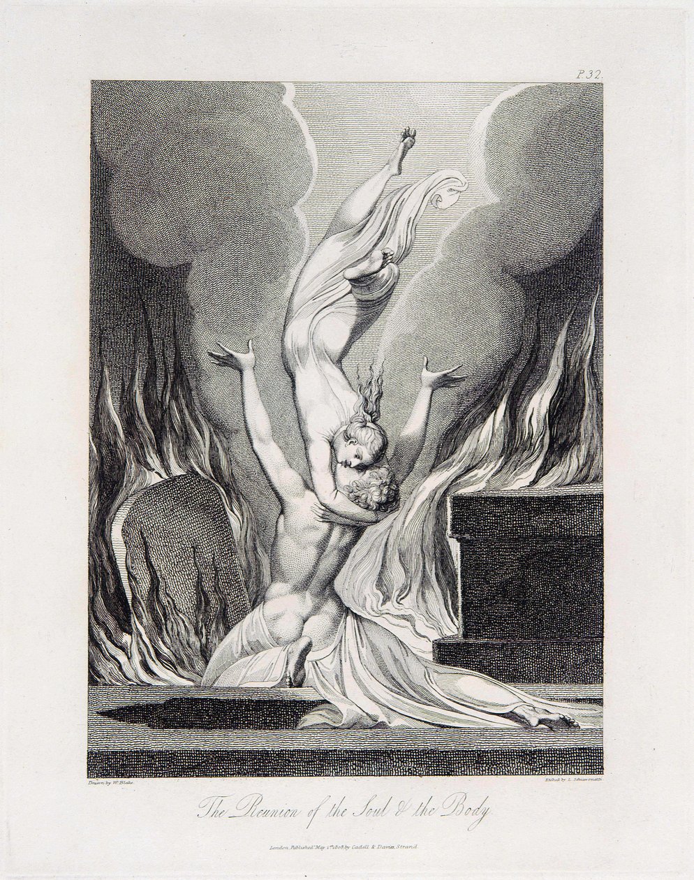 Robert Blair, Hrob, objekt 13 (Bentley 435-12) The Reunion of the Soul & the Body od William Blake