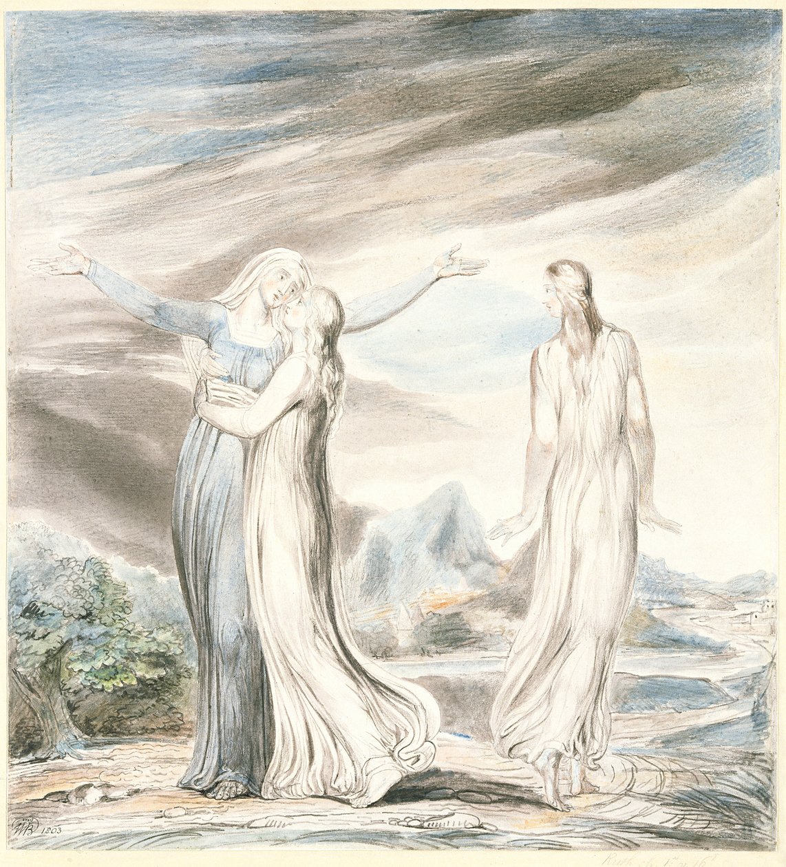 Ruth, svědomitá dcera v právu, 1803 (tužka a wc na papíře) od William Blake
