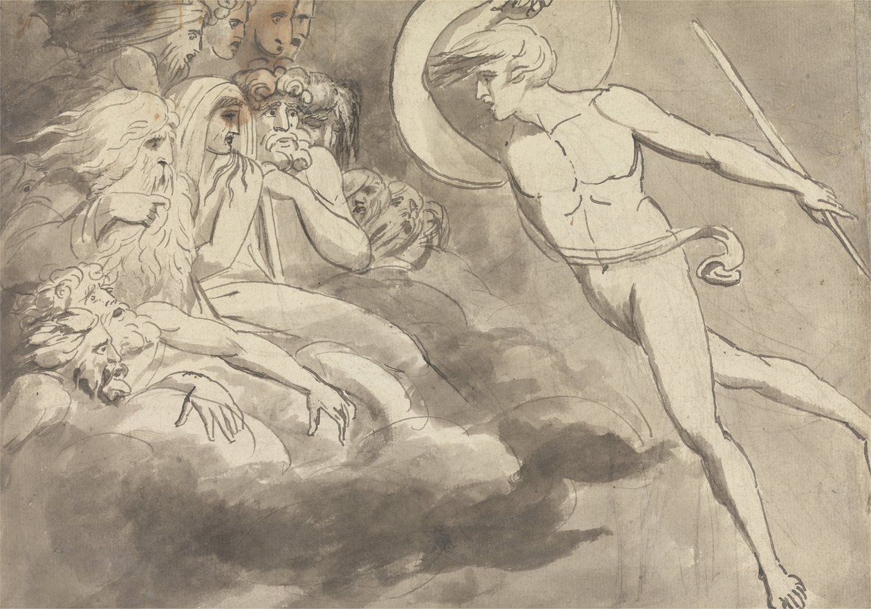 Satan se blíží ke dvoru chaosu od William Blake