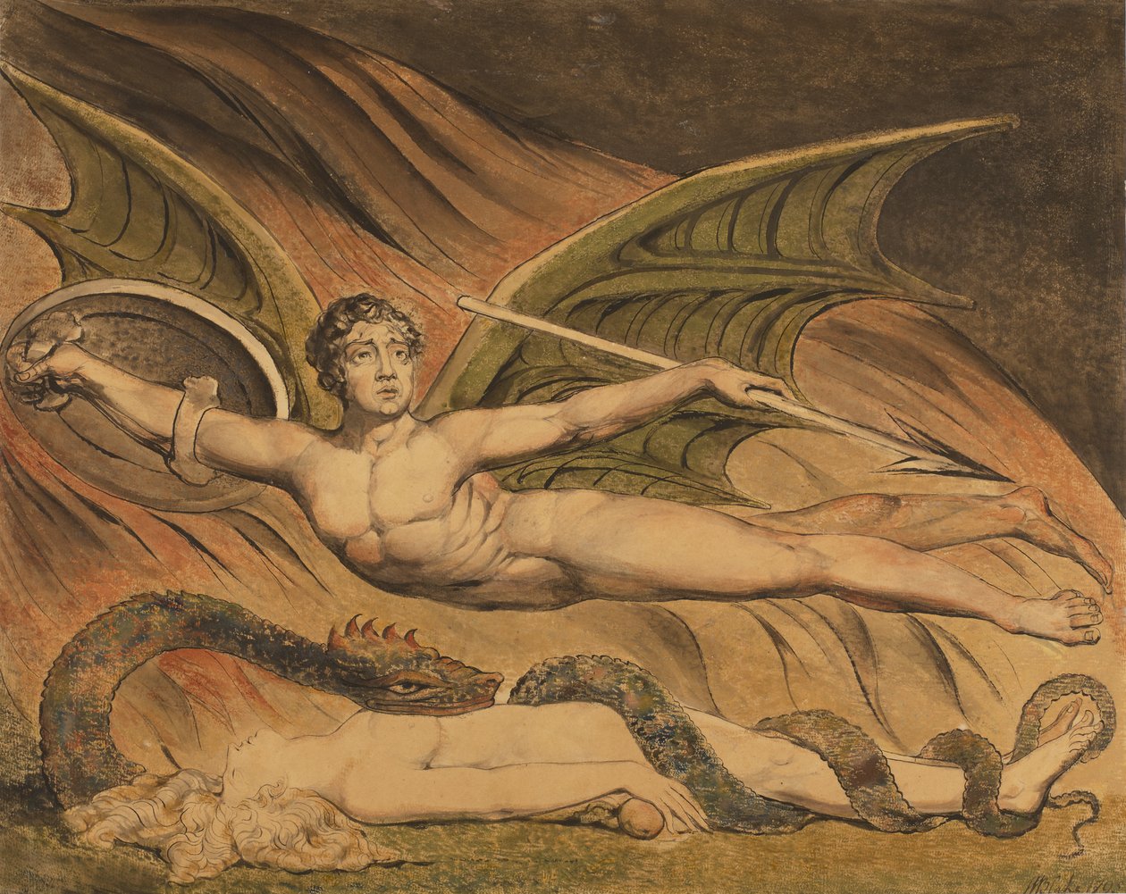 Satan jásá nad Evou od William Blake