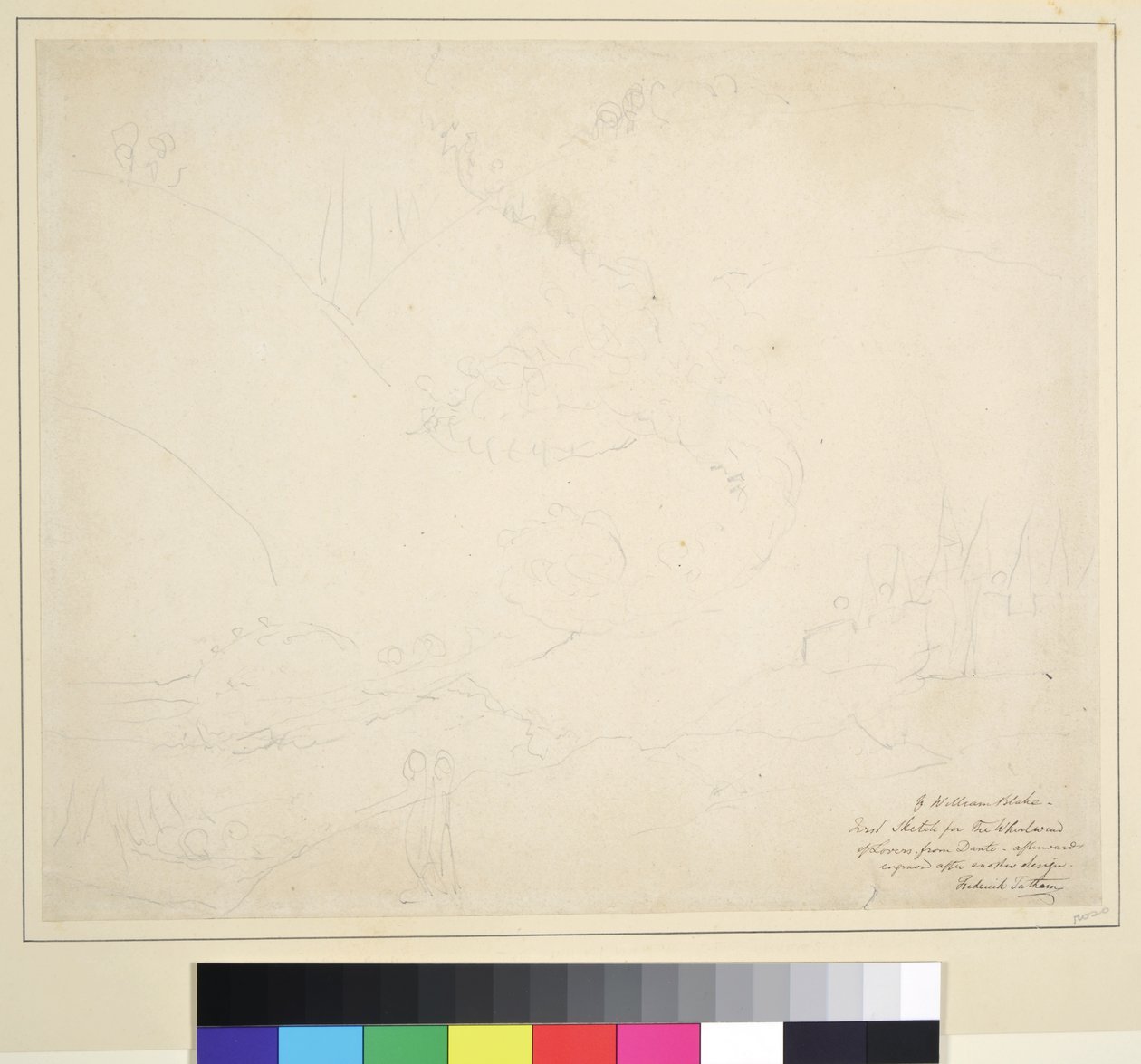 Náčrt filmu „Anděl překračující Styx, kolem 1824-27 (grafit na papíře) od William Blake
