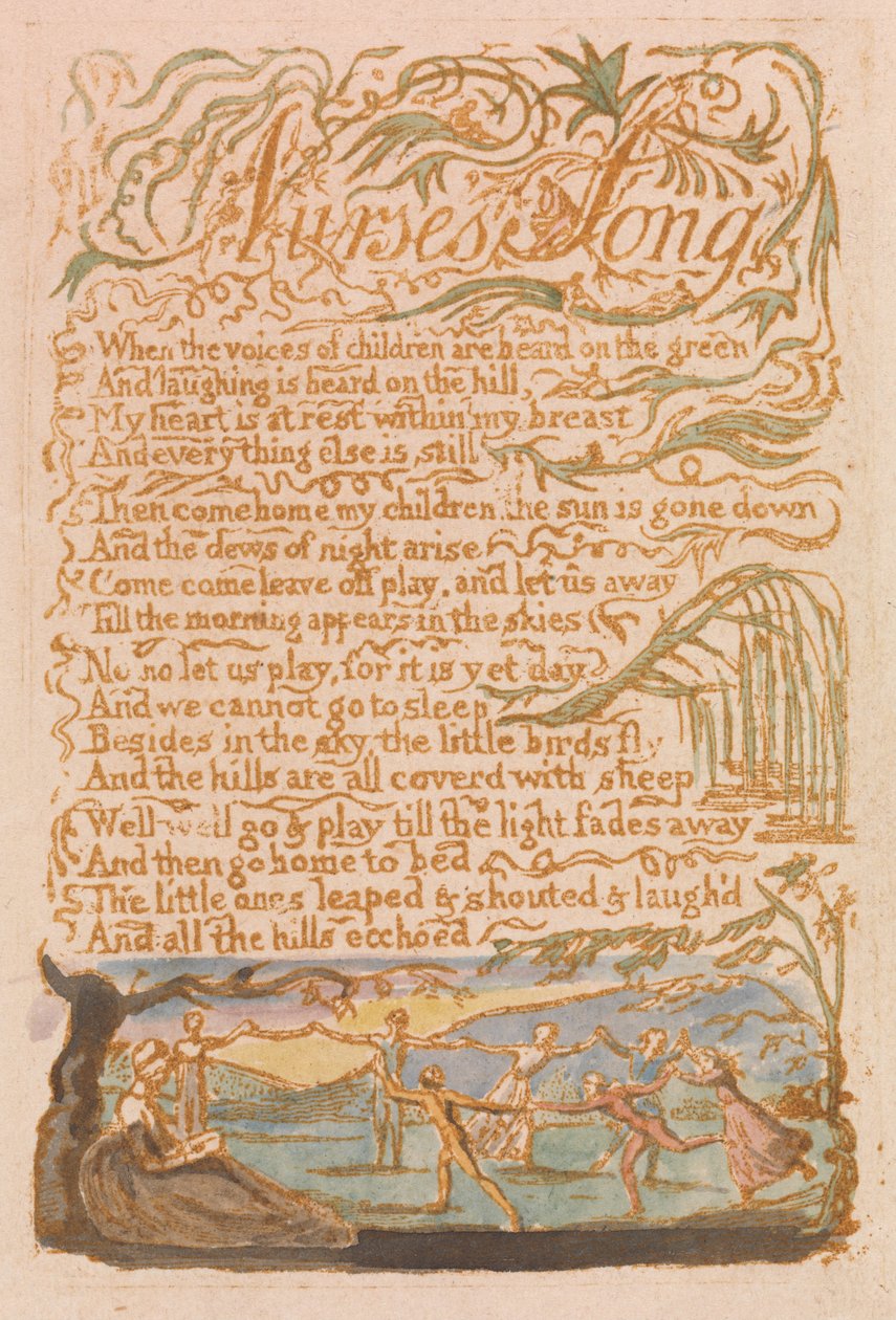 Songs of Innocence, Plate 22, Nurses Song (Bentley 38) od William Blake