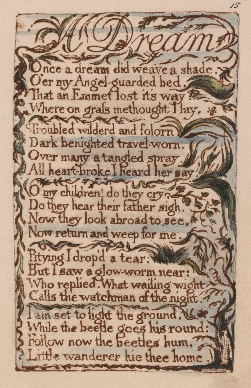 Songs of Innocence and of Experience, Plate 15, A Dream (Bentley 26) od William Blake
