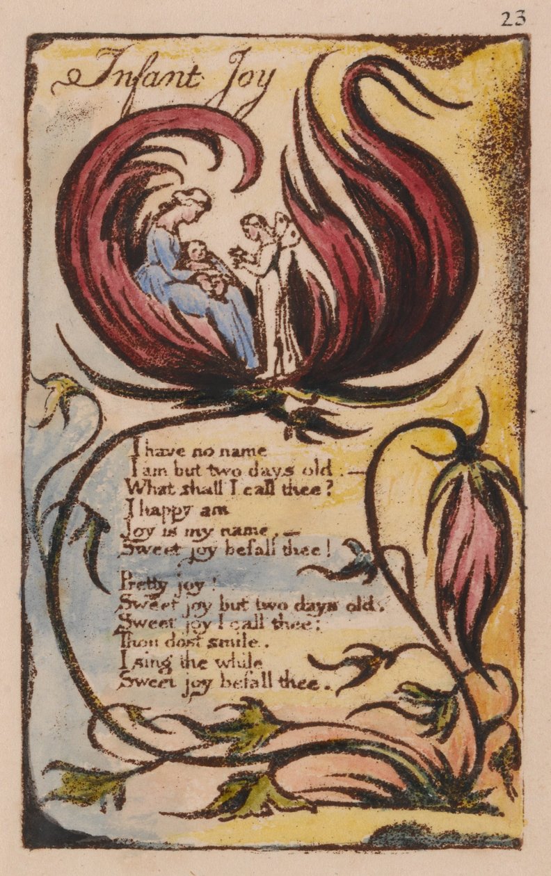 Písně nevinnosti a zkušeností, talíř 23, dětská radost (Bentley 25) od William Blake