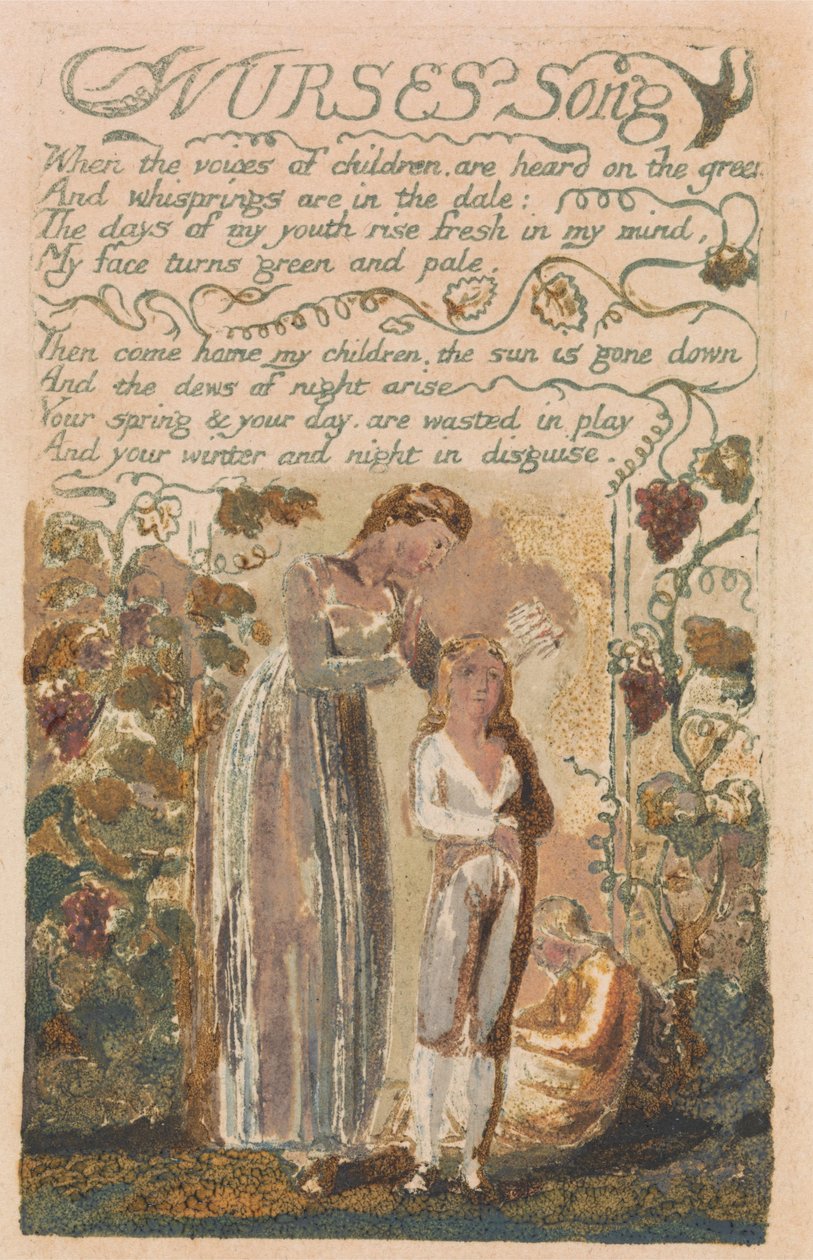 Písně nevinnosti a zkušeností, deska 37, píseň ošetřovatelů (Bentley 38) od William Blake
