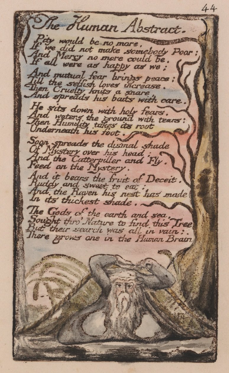 Písně nevinnosti a zkušeností, deska 44, The Human Abstract (Bentley 47) od William Blake