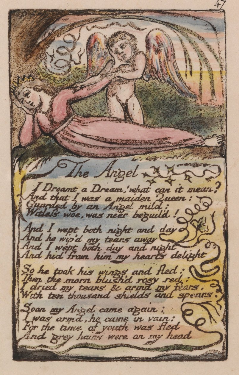 Písně nevinnosti a zkušeností, deska 47, anděl (Bentley 41) od William Blake