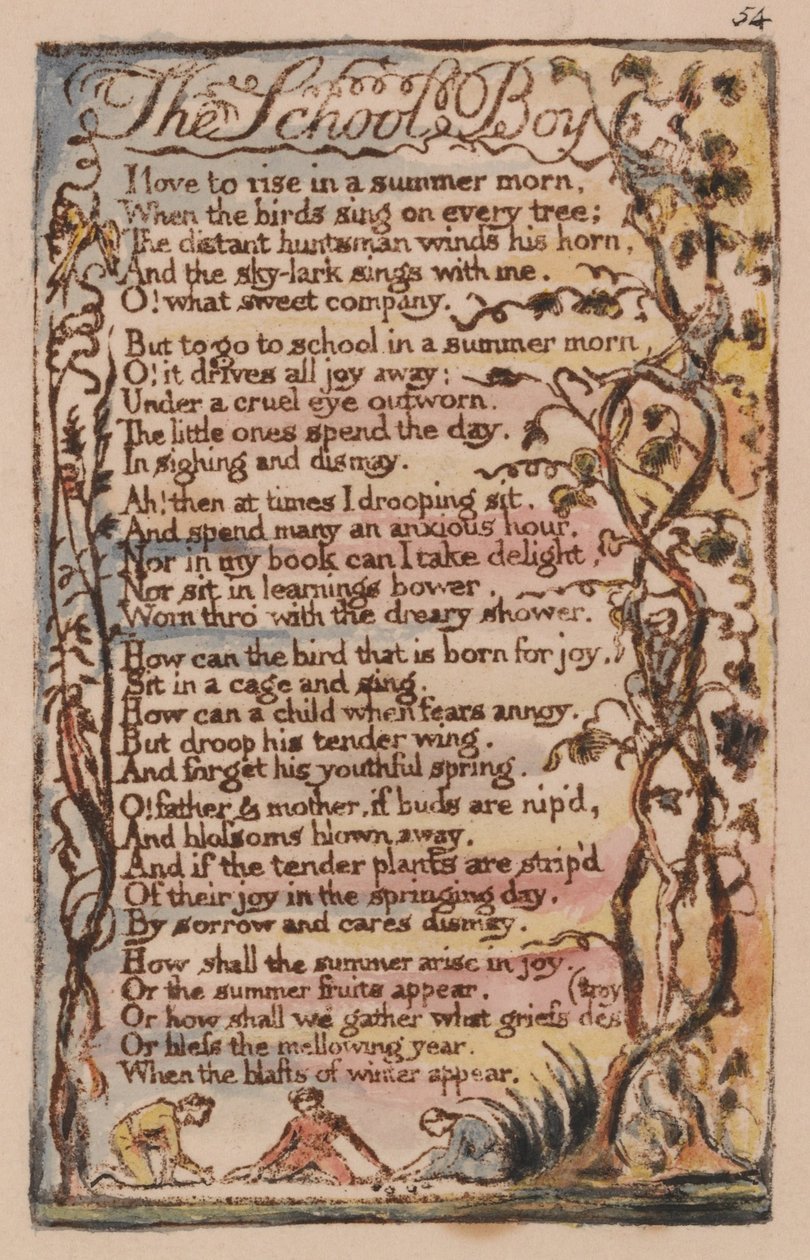 Písně o nevinnosti a zkušenosti, deska 54, Školák (Bentley 53) od William Blake