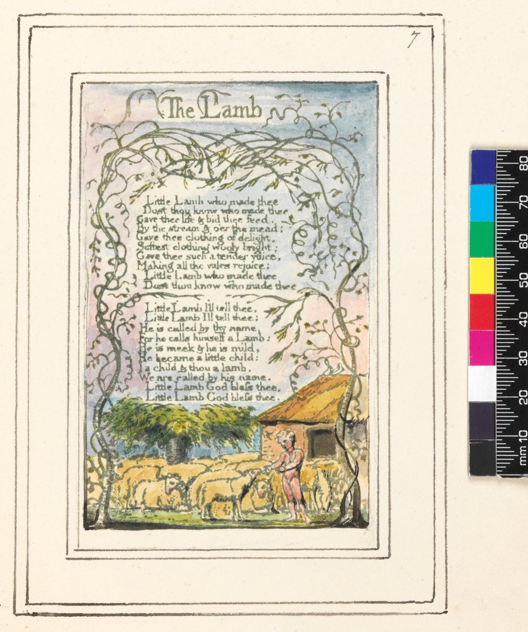 Songs of Innocence and of Experience Deska 7: The Lamb, cca 1789-94 (reliéfní lept hotový v peru a wc) od William Blake