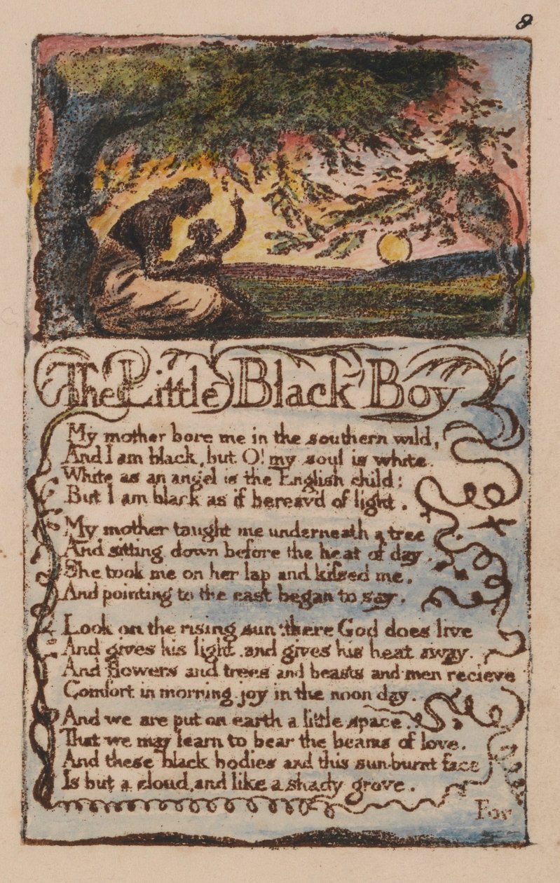 Songs of Innocence and of Experience, Plate 8, The Little Black Boy (Bentley 9) od William Blake