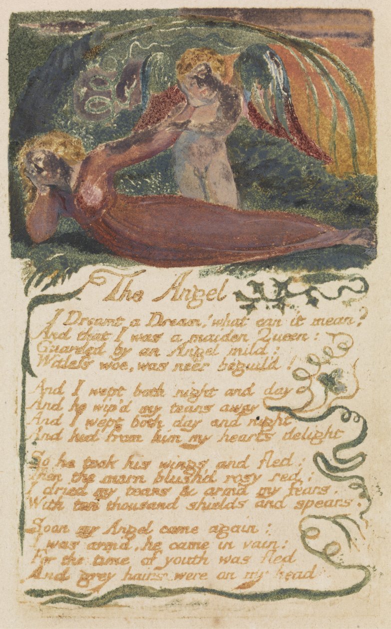 The Angel, deska 39 z Songs of Experience, 1794 (reliéfní lept s wc) od William Blake