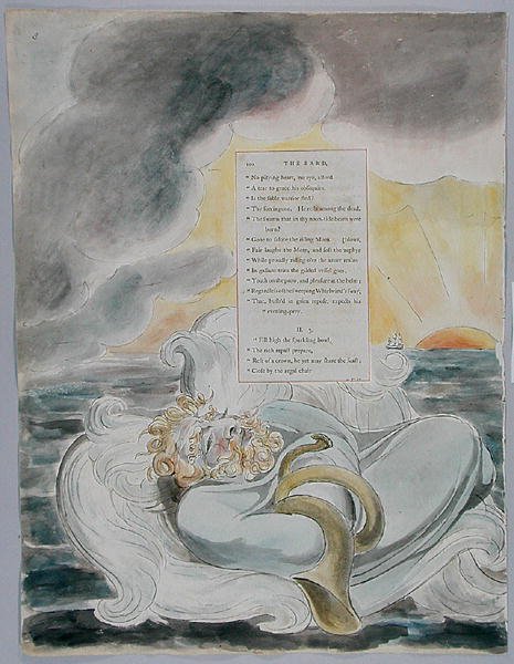 The Bard, design 60 z The Poems of Thomas Gray, 1797-98 (wc s perem a inkoustem na papíře) od William Blake